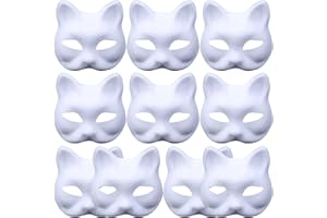 THESTRIVEN Weiße DIY Maske Handgemalte Maske Karneval Maske DIY Maskenball Party Maske Weiße Maske Unbemalt Katze Masken Fuchsmaske Cosplay Masken Kostüm Maske Leere Maske für Maskerade Party, 10 Stück