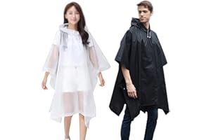 Fayemint 2 Pièces Poncho de Pluie, EVA Poncho Pluie, Multifonctionnel Cape de Pluie, Réutilisable, pour Voyage, Randonnée, Camping, Cyclisme (Rose, Bleu)