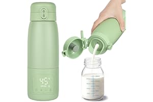 Aolso Przenośny podgrzewacz do butelek na podróż, 500 ml podgrzewacz do mleka matki, mieszanki lub wody, szybkie nagrzewanie i długa żywotność baterii, ładowanie USB, butelka dla niemowląt do pojazdu