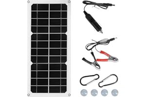 QSRTHFV JIANSITRADERSLTD 30W Solar Panel Kit 12V Waterproof Solar Powered Charger Portable Solar Panel Charger Kit with USB Port and Suction Cups High Efficiency Solar Battery for Caravan RV Boat Car