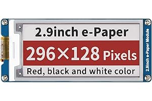 Waveshare 2.9Inch E-Paper Display Module(B) V2,296x128 Resolution 3.3v/5v E-Ink Electronic Paper Screen,Red Black White Three-Color Display for Raspberry Pi/Jetson Nano/Arduino/STM32