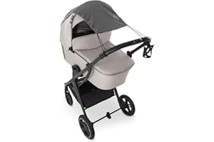hauck Universal Sonnensegel, Grey - Baby Sonnenschutz mit UPF 50+ für Kinderwagen, Buggy & Babywanne, Flexibel Verstellbar mit Rollo Funktion, Klein Faltbar, Waschbar