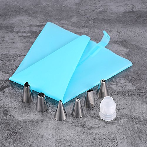 Decdeal Spritztüllen Set Ink. 14 Stücke Garniertülle und 1 Spritzbeutel für Pralinen, Kuchen, Plätzchen, Keksen und Torten Deko - 7