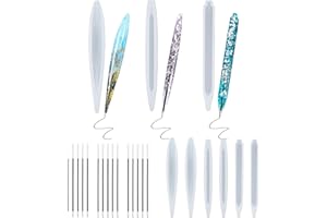 Zuroki Moules en résine époxyde Stylo à bille, 6 pcs Moule à stylos, Moules en résine époxyde Stylos Moule en silicone avec 15 pcs Recharges pour le bricolage Moule en résine époxyde silicone