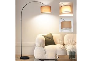 ‎ANTENLICHT ANTENLICHT LUNA Bogenlampe Wohnzimmer Stehlampe I Inklusive LED E27 I Schwarzer Stoffschirm 33 cm I Fußschalter I Bogenleuchte Vintage geeignet für Schlafzimmer, Hotel