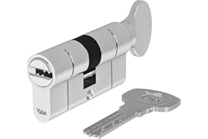 Yale Cylindre européen Série 2100 35/45K mm chrome poli cylindre avec bouton, 5 clés incluses, protection optimale pour bureaux et maisons