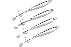 NANGILO Sea Fishing Lures, 4 Pcs Bass Lures Sea Fishing Uk, F ishing Spinners, Spinners For F ishing, Mackerel L ures, 30g Metal Jigs & Spoons UK for Mackerel, Bass, Cod & Pike - Silver 10cm
