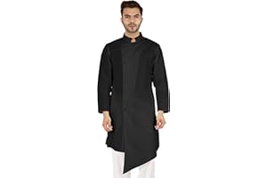 Atasi Casual Solid Langarm Baumwolle Kurta Für Indische Männer Mandarinkragen Unregelmäßiges Hem Ethnisches Hemd