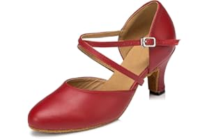MINITOO Damen Leder Salsa Latin Tanzschuhe Bequem Party Abend Pumps Schuhe