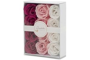 Isabelle Laurier - Luxuriöses Geschenkset mit 12 Baderosen – Badebombe, Konfetti, Rosenblüten, parfümiert, Geschenk für Damen