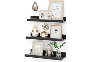 ‎FEIHORRM Feihorrm Wandregal, Schweberegal aus MDF Holz, 3er Set, 40cm Wandboard für Bilderrahmen und Dekorationen, Industriedesign, Geeignet für Arbeitszimmer, Wohnzimmer und Küche. (Schwarz, 40 cm)