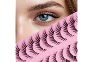 LOPHE Pestañas Postizas, 10 Pares Cat Eye Lashes, Pestañas Postizas Naturales, Winged False Eyelashes, Agranda Tus Ojos, 3D Lashes de Ojo de Gato, Efecto Realista (Negro-XX5)