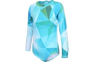 AISYEE Girls Long Sleeve Swimsuit Kids One Piece Beach Rash Vest Girls Swimming Costume Age 5-16 Years