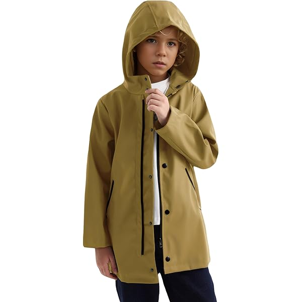 POIUIYQA Mädchen Regenjacke - Wasserdicht Mit Kapuze Gestreift