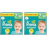 Prima Bebek Bezi Aktif Bebek 7 Beden 34 Adet XX Large Fırsat Paketi 2li paket