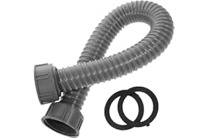 Artibetter Flexibles Abflussrohr Mit Doppelgewinde Und Dichtungsringen 50Cm Pvc Verlängerungsrohr Für Küchenabfluss Und Waschmaschinenanschluss
