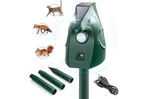 BUBBACARE Repelente para Gatos, 2 Modos Ahuyentador de Gatos y Perros Automático, Repelente Gatos Jardin Exterior, Solar Ultrasonido Repelente para Gatos con Sensores Infrarrojos y Flash LED, Impermeable