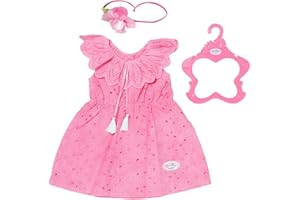 BABY born Trendy Blumenkleid, Puppenkleid aus rosa Spitzenstoff mit Haarband für 43 cm Puppen, 832684 Zapf Creation
