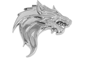 UXCELL sourcing map Silver Tone Metal Wolf Head Shaped Decorative Sticker Badge for Car