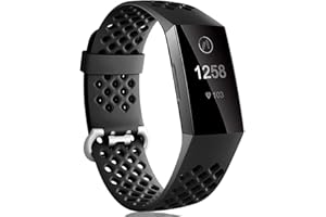 Dirrelo Compatible con Fitbit Charge 3/Fitbit Charge 4 Correa, Reemplazo Ajustable de Silicona Deportiva Transpirables Pulsera para Fitbit Charge 3 SE, para Mujeres Hombres, Pequeño Grande