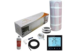 Nassboards Premium Pro - Kit de Calefacción Eléctrica Caja Amarilla Por Suelo Radiante de 200 W - 2.0m² - Termostato Negro WiFi Inalámbrico