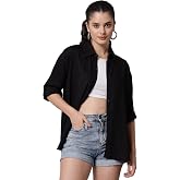 FUNDAY FASHION Women Oversized Fit Casual Rayon Shirt