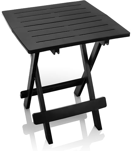 Spetebo Tevere Table pliante grise - 72 cm - Table d'appoint de jardin en plastique - Table d'appoint - Camping Festival Jardin Table pliable