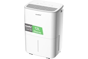 COMFEE' Home Dehumidifier Mould 12L/24h, Suitable for up to 20㎡, 2.5L Canister, Low Noise, Swivel Wheels, Dryer Mode, Double Drainage, Timer, Anti-Toiling Protection, CDDOE-12DEN7-QA3(EU)