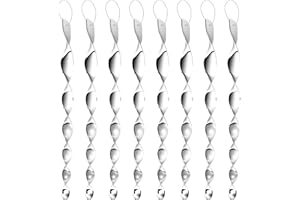 JREMREO 12 Pack Silver Spiral Bird Repellent Reflectors Scare Rods, Hanging Plastic Rod Reflective Birds Deterrent Device, Glossy Finish Wind Spinner Scare Animals Away Outside Patio Lawn Garden Decorations