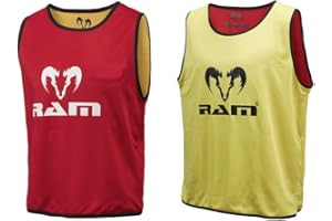 Ram Rugby Reversible Bibs - Set of 10 Training Bibs – Durable & Breathable for Contact Training - Sizes XL, Senior, Intermediate, Junior - Mesh Storage Bag Included - Multi sport Bibs