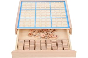 Toyvian Jeu De Société Sudoku en Bois 22.5 Cm Puzzle Logique pour Enfants Formation Raisonnement Créativité Développement Intellectuel