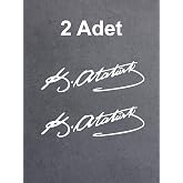 Sticker Usta 2 Adet Mustafa Kemal Atat&uuml;rk Imza 00016-1 Beyaz 15X4,5 CM