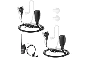 Menibeuty 2 Piezas Auricular Walkie Talkie, Auriculares de Radio Auricular Walkie Talkie de 2 Pines Seguridad con Botón PTT, Pinganillos Walkies Talkies para UV5R 888S RT24 RT27