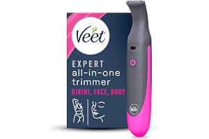Veet Expert Elektrisk allt-i-ett-trimmer, kvinnors hårborttagningsenhet bikini, ansikts- och ögonbryn multianvändning, USB-la