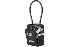 NBYT Tragbarer Schlüsselkasten mit Zahlenschloss, für Hausschlüssel, Schlüsselversteck zum Verstecken eines Schlüssels, wasserdichter Schlüsselsafe (kleine Größe mit Stahlseil)