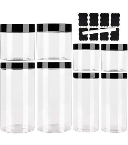 Set 14 Barattoli Di Plastica Da 250ml | Coperchio Ermetico | Trasparente E Impilabile | Per Cucina E Craft