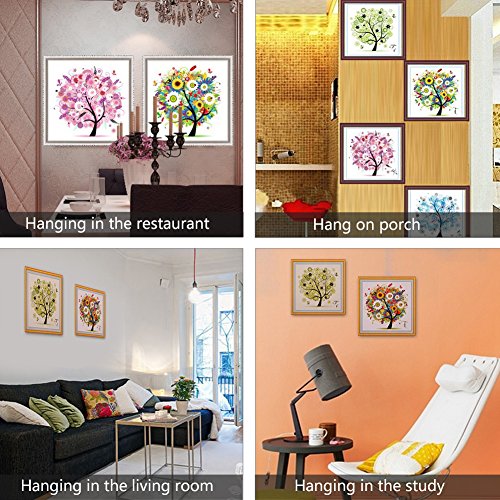 Jingxu 5D DIY Strass Bilder Kreuzstich Wandbilder Mit Diamant Stickerei Baum Muster Vier Saison 30*30cm für Haus Dekor - 6