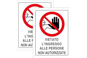 FOXNEC Cartello Area VIETATO L'INGRESSO ALLE PERSONE NON AUTORIZZATE 2 Pezzi - 20x30cm - PVC Ultra Resistente - Fori preforati - Impermeabili, Resistenti al Sole, non Facilmente Deformabili (Segnaletico-23)
