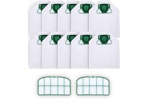 SOBEAU 10 bolsa aspiradora vorwerk VK200 con 2 filtros HEPA, adecuadas para filtros Vorwerk Kobold VK200 FP200, aptas para alérgicos