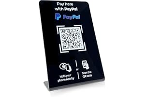 NEXIT Aufsteller für PayPal-Zahlung mit QR-Code und NFC-Chip (Englisch) 16,5 x 10,5 cm - schwarz