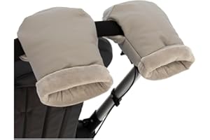 Manoplas Carrito Bebé Rosy Fuentes- Con Forro Polar Interior - Guantes para Carro Bebé - Tejido Suave y Agradable - Manoplas Carro Bebé Universales 0-gris