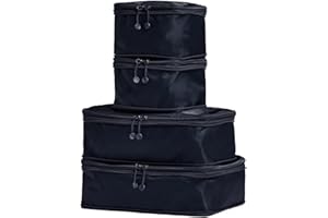 ANTLER - Compression Packing Cubes, Set of 4 Essential Packing Cubes for Suitcases and Backpacks - Holiday, Travel & Accessories Organiser, Easy Clothes and Shoe Storage - Navy Blue