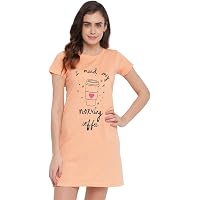 XOYA Women's Cotton Solid Knee Length Nighty
