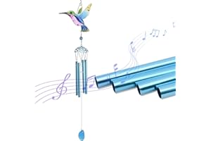 LAM-LORD Hummingbird Wind Chimes, Outdoor Windchimes Indoor Stained Glass Wind Chime, Portable Metal Garden Wind Chimes for Window, Home, Garden, Yard, Patio, Lawn Decoration(Blue)