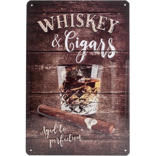 Nostalgic-Art 22257 Open Bar Whiskey, Blechschild, 20 x 30 cm