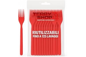 Terryshop74 Forchette Riutilizzabili Lavabili in Lavastoviglie Fino a 125 Volte – 7 Pollici – 6 Colori – Plastica Resistente – Varianti Coltelli e Cucchiai Bianchi (100, Forchette rosse)
