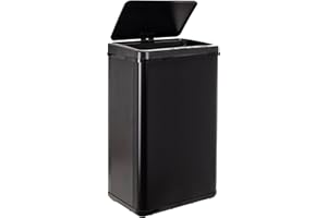 WELL HOME MOBILIARIO & DECORACIÓN Poubelle intelligente sans pieds avec ouverture automatique ou contact manuel, 50 l, hauteur : 67,5 cm (x35,5 x 26), noir.
