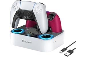 NEWDERY PS5 Controller Ladestation, DualSense Ladestation für PlayStation5 Controller Ladegerät Docking Station Schnelllade für PlayStation 5 DualSense Controller (White)