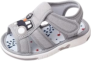 BOTCAM Chaussures d'été pour enfant - Sandales plates - Antidérapantes - Respirantes - Douces - Confortables - Pour voiture - Motif dessin animé - Pour garçon