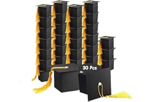 Ritte 30 Stück Abschlussfeier Geschenkschachtel, Abschluss Candy Box, Graduation Cap Geformt Geschenkbox, Graduation Cap Shaped Geschenk Candy Chocolate Box Für Graduation Party Favor (Schwarz)